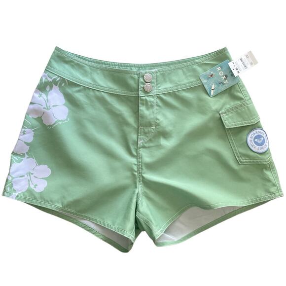 Roxy NWT Green Board Shorts Hawaii Tropical Floral Swim Surfer Size S - Picture 1 of 9